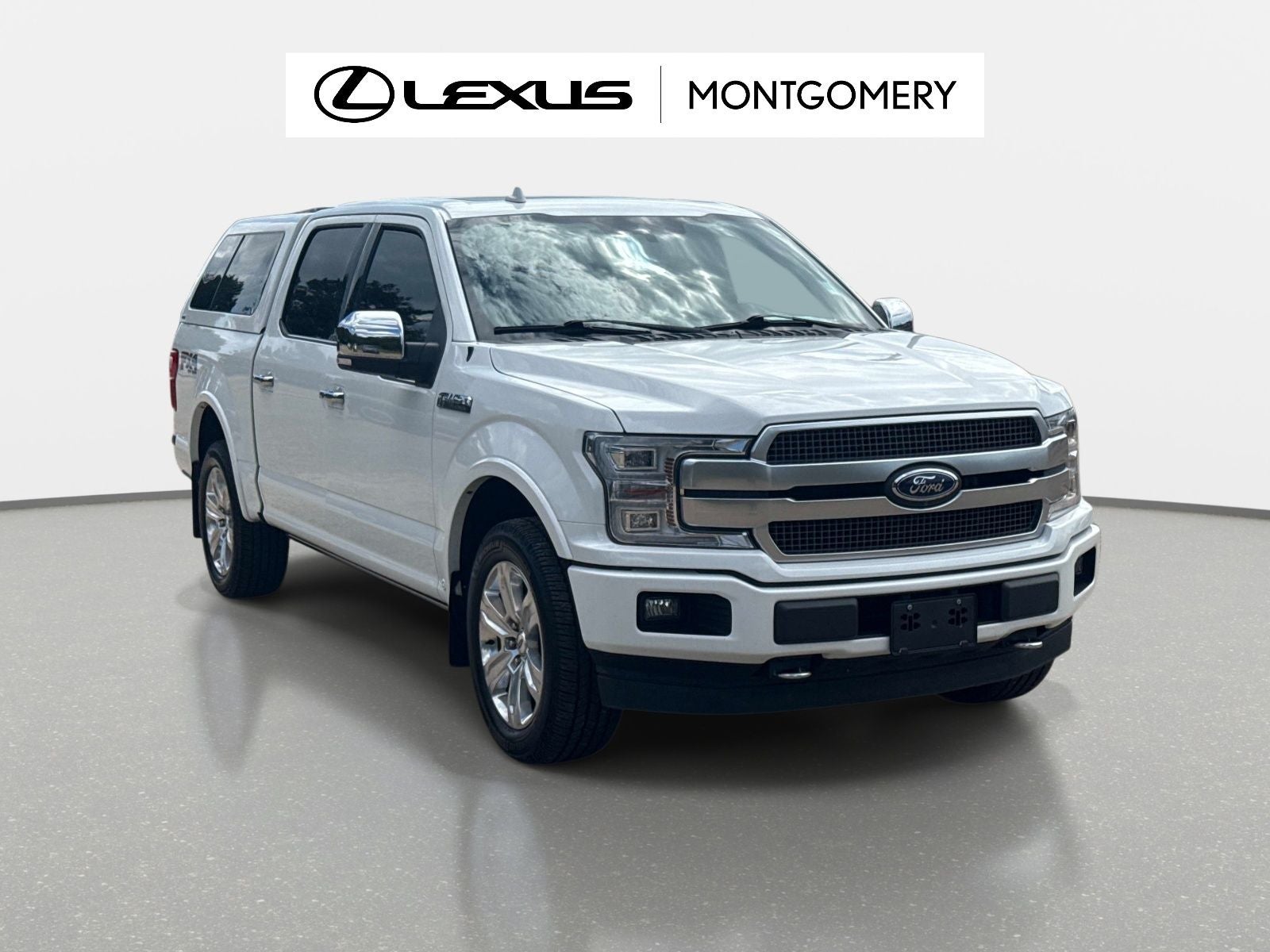 2020 Ford F-150 Platinum in Star White Metallic Tri-Coat — front three-quarter view