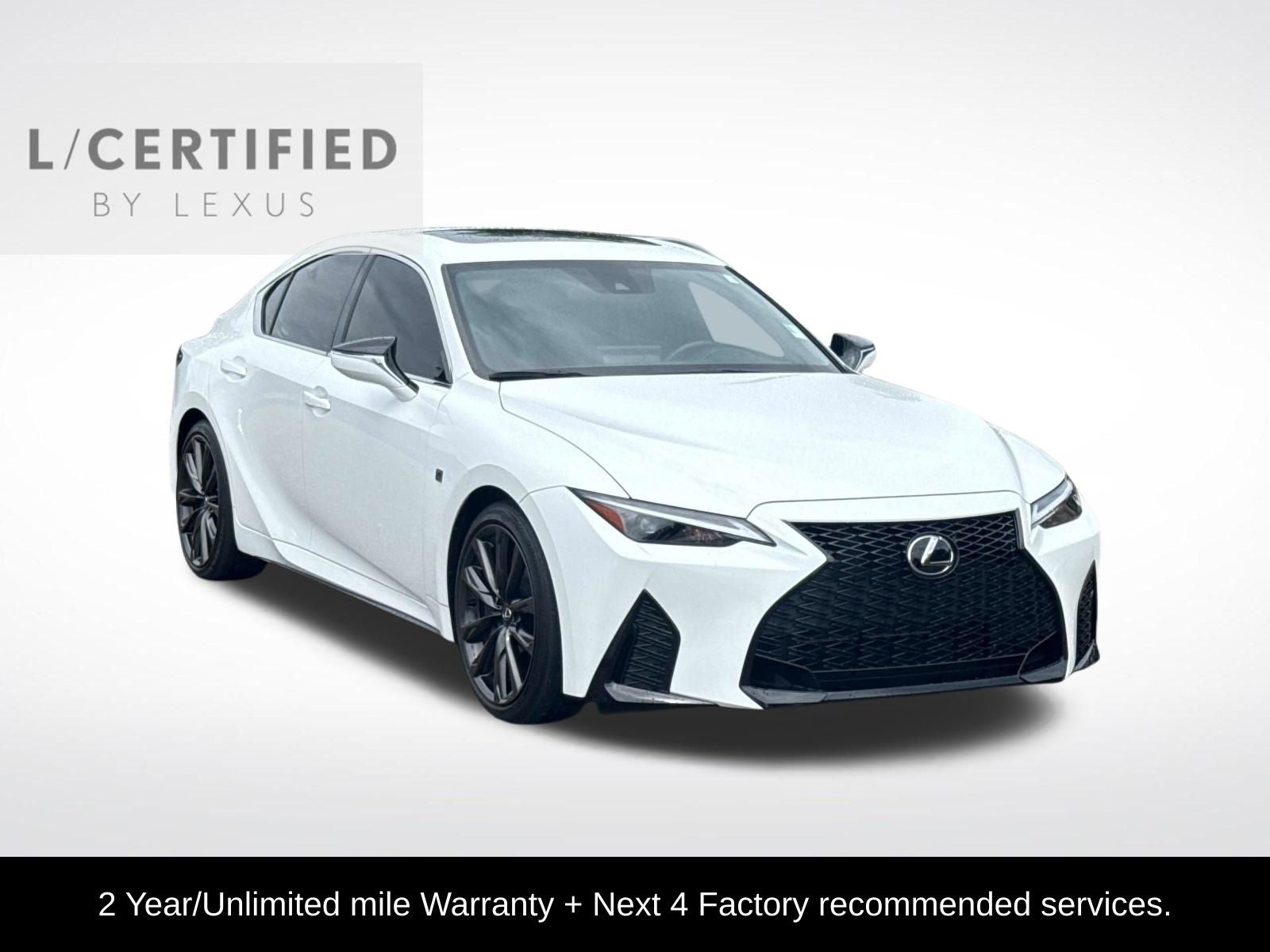 2024 Lexus IS 350 F SPORT Design in Ultra White — front three-quarter view