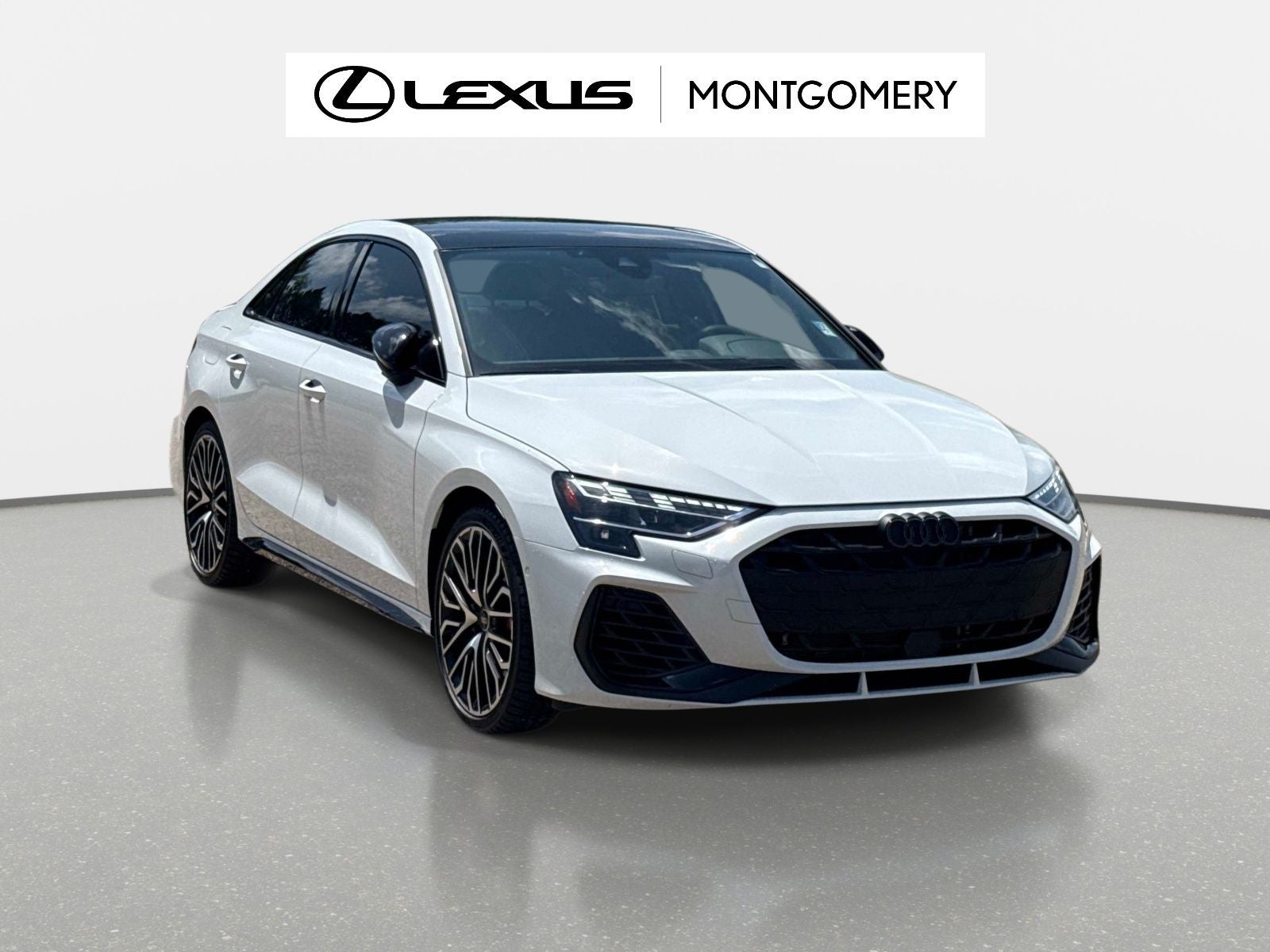 2025 Audi S3 2.0T Premium Plus quattro in Glacier White Metallic — front three-quarter view